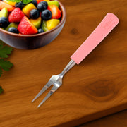 Reusable stainless steel fruit fork set with ergonomic soft-touch handles