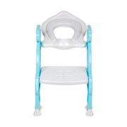 Step stool potty seat for toddlers with built-in ladder, viewed from the side.