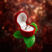 Velvet covered artificial rose jewelry box for rings and earrings