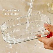 Bathroom soap dish rack featuring strong adhesive back for wall mount