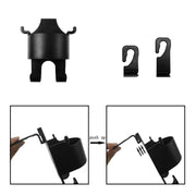 Multi-use car organizer displaying cupholder and hooks for car accessory storage