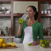 All components of the instant juice infuser bottle separated for easy cleaning and assembly.