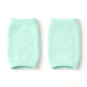 Knit woolen mint green leg warmers for toddlers with knee padding