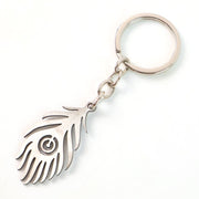 Feather-inspired stainless steel keychain with sturdy ring