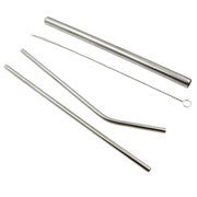 The included cleaning brush for easy maintenance of the reusable stainless steel straws.