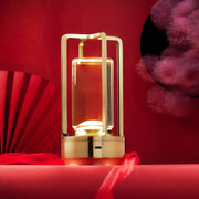 Crystal Table Lamp displaying its soothing warm yellow 3-color light mode.