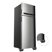 An appliance, possibly a refrigerator, elevated by the heavy-duty base stand set.