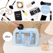 3-piece travel toiletry bag set zipped and ready to use