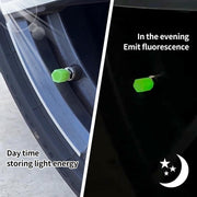Glow tire covers with luminous effect on vehicle wheels