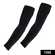 Pair of black cooling arm sleeves, folded, highlighting the soft, stretchable fabric.