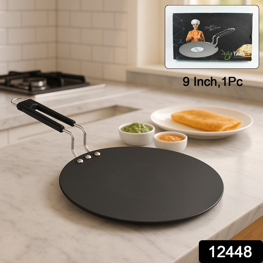 Non-Stick Flat Roti Tawa – Durable 9-Inch Iron Cookware