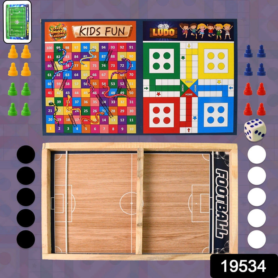 Wooden Board Game Set 3-in-1 – Durable Foldable Fun