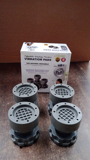 Four-piece adjustable anti-vibration pad set for stabilizing heavy appliances