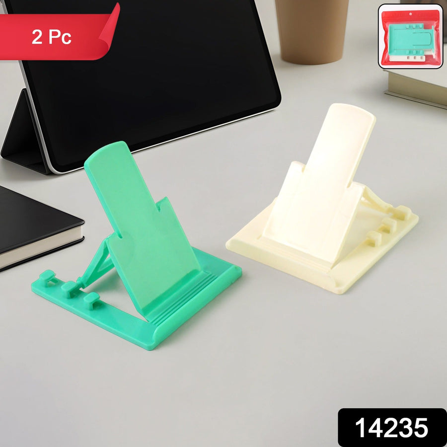 Mobile Phone Stand – Adjustable Foldable Plastic Holder Set (2 Pc)