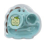 A happy toddler enjoying a meal with the easy-to-use baby feeding set, promoting self-feeding.