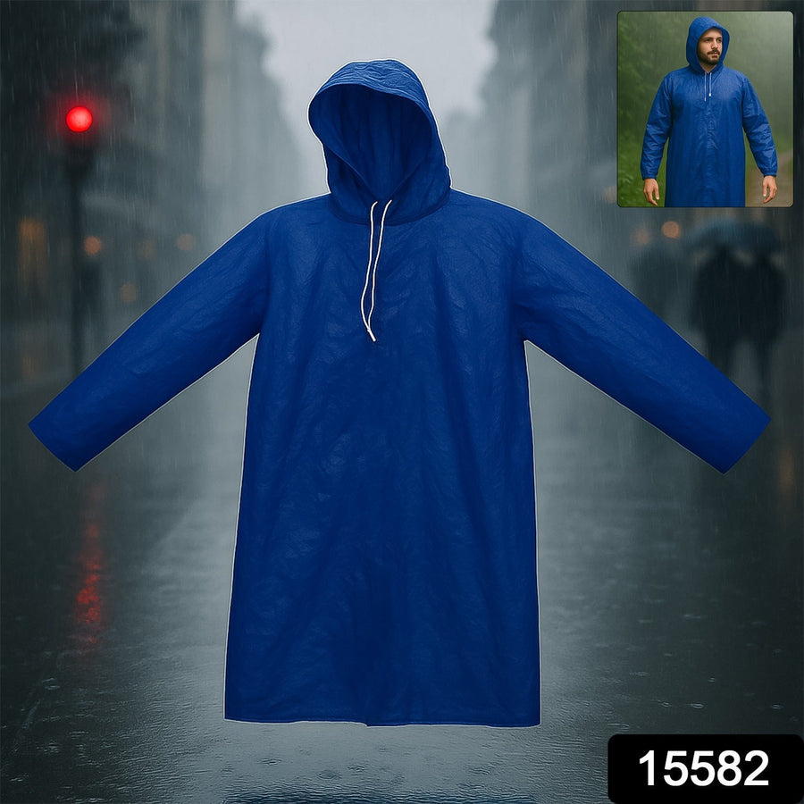 Waterproof Hooded Raincoat for Men Durable Lightweight Blue