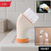 Refillable plastic bottle paired with cleaning brush for dispensing solution