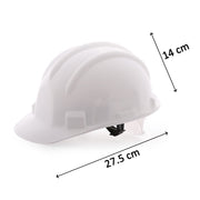 Side profile of a heavy-duty construction safety helmet, designed for maximum impact resistance in hazardous environments.