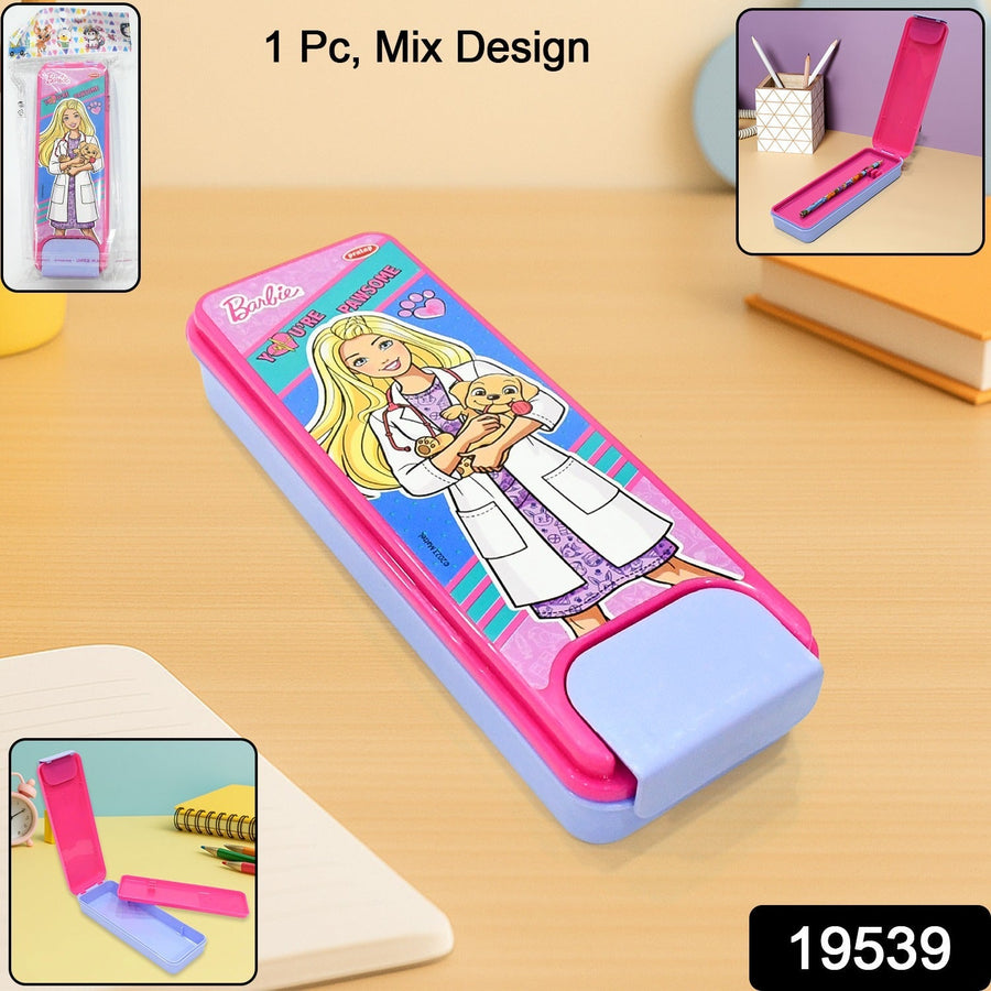 Cartoon Printed Hard Top Pencil Box – Durable Kids' Stationery Case