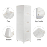 Compact multipurpose storage cabinet perfectly placed in a bathroom for toiletries.
