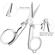 Multiple views of the durable folding scissor for various uses.