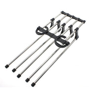 Multiple Organivo trouser hanger organizers stacked for maximum wardrobe organization.