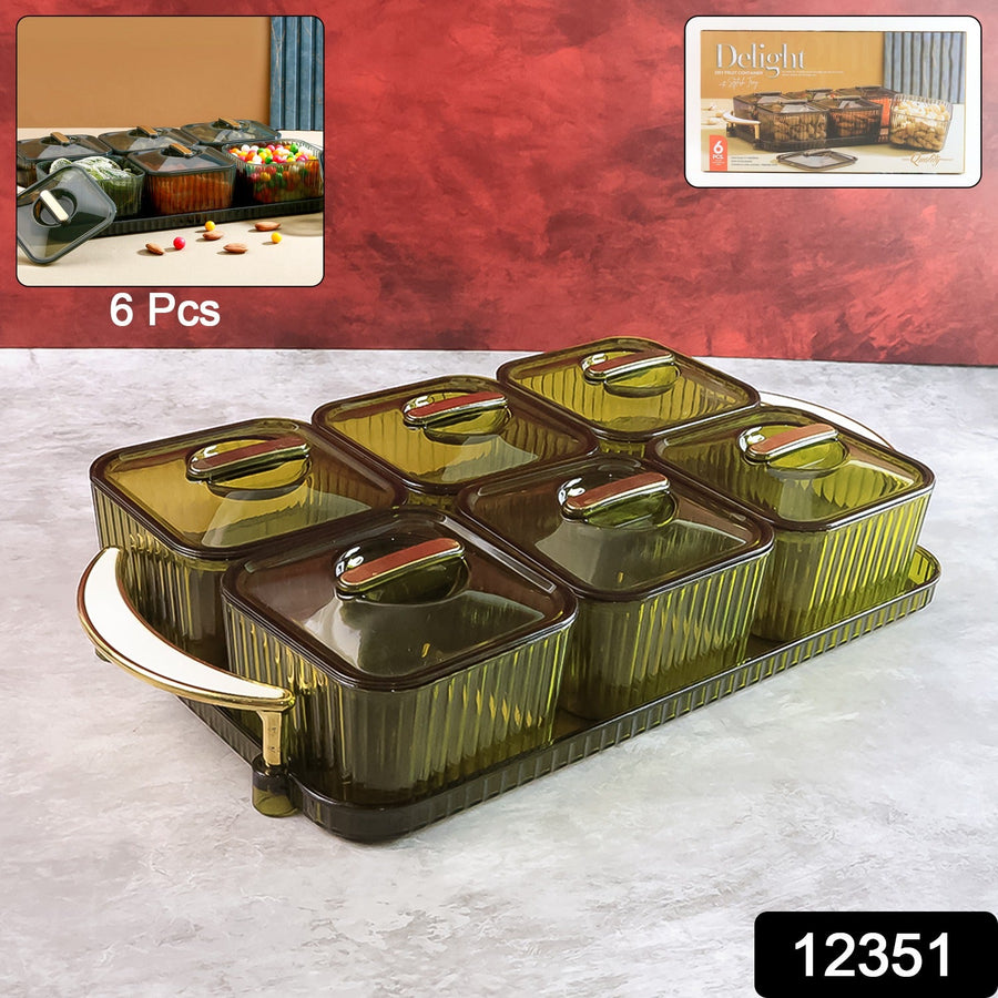 Multipurpose Transparent Spice Jar Set – 6-Piece with Tray & Lids