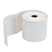Side view of a large roll of 100x150mm thermal transfer labels.