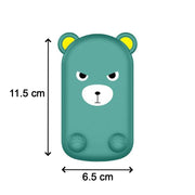 Side profile of the cartoon adjustable mobile stand, highlighting its compact foldable design.