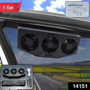 Close-up of triple turbine fans in car exhaust ventilation system