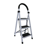Sturdy steel 3 step ladder that folds flat for easy storage