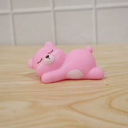 Rechargeable silicone sleeping bear lamp for children's room comfort.