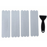 Close-up of textured grip surface on clear bathroom safety strips