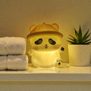 Portable hatted panda LED night light for nursery and bedside