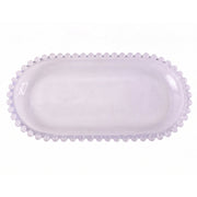 Transparent oval glass tray for serving snacks and sweets