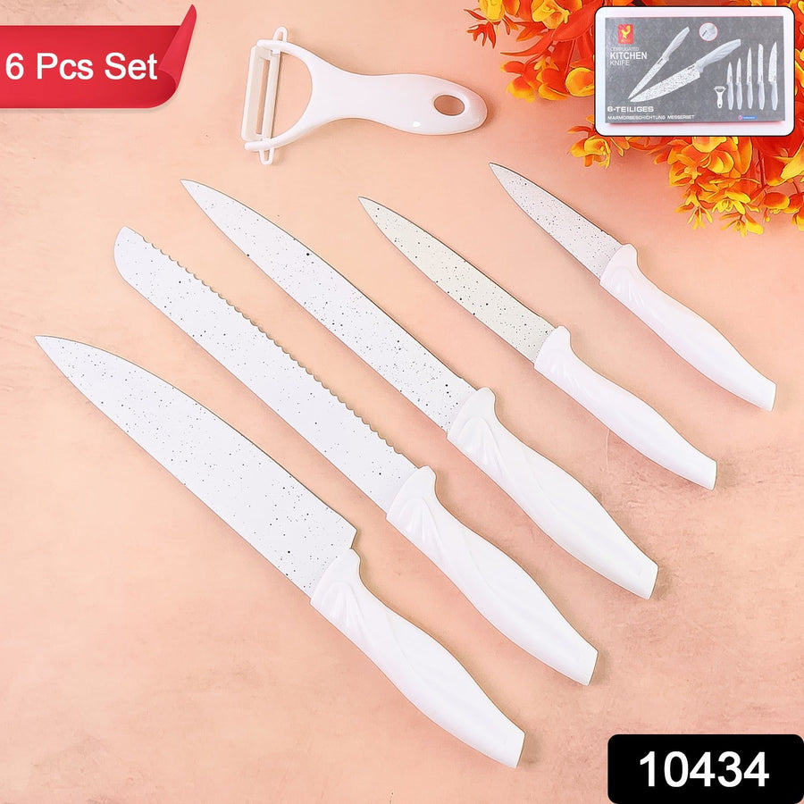 Marble Coated Kitchen Knife Set – 6-Piece Sharp & Stylish