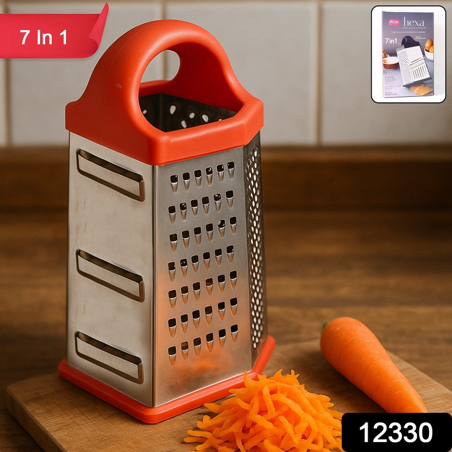 7-in-1 Stainless Steel Box Grater – Heavy Duty & Ergonomic