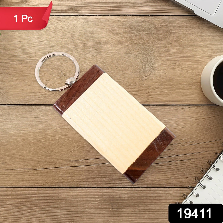 Wooden Keychain – Premium Dual-Tone Rectangular Key Holder