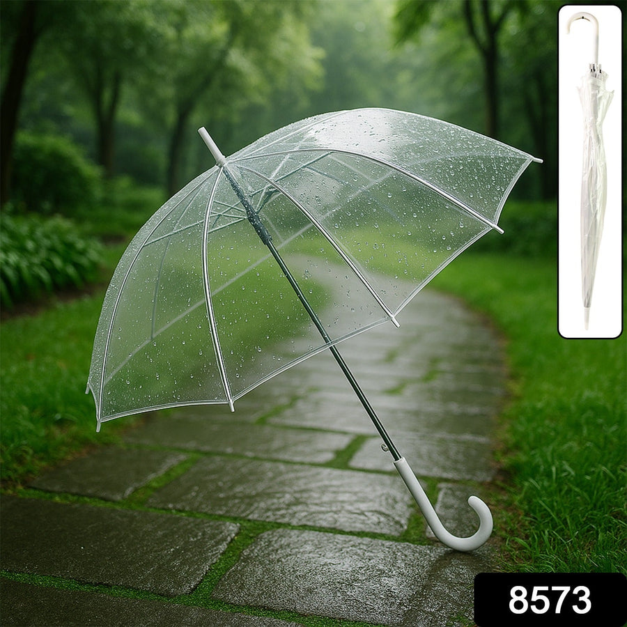Transparent Dome Umbrella – Windproof with Comfortable Curved Handle