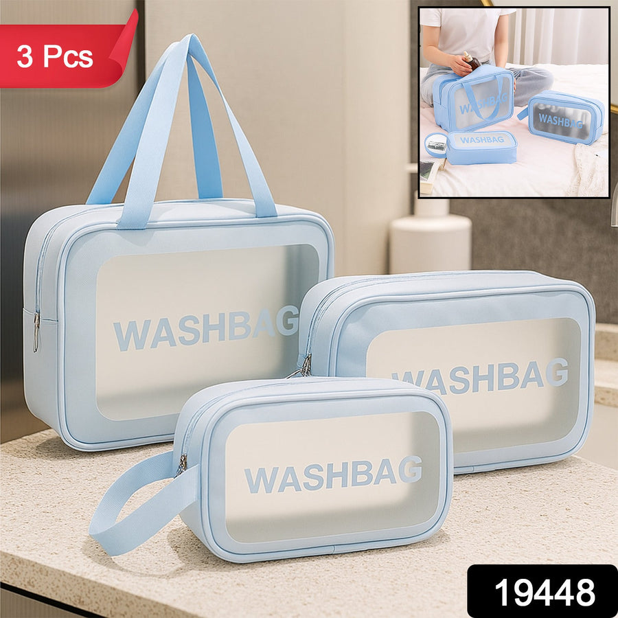 Waterproof Transparent Travel Toiletry Bag Set – 3 Sizes for Easy Organization