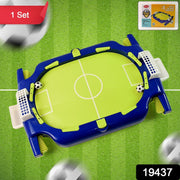 Interactive tabletop soccer flick game showing playing levers and dual goals