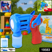 Close-up of automatic rechargeable bubble blower gun in use
