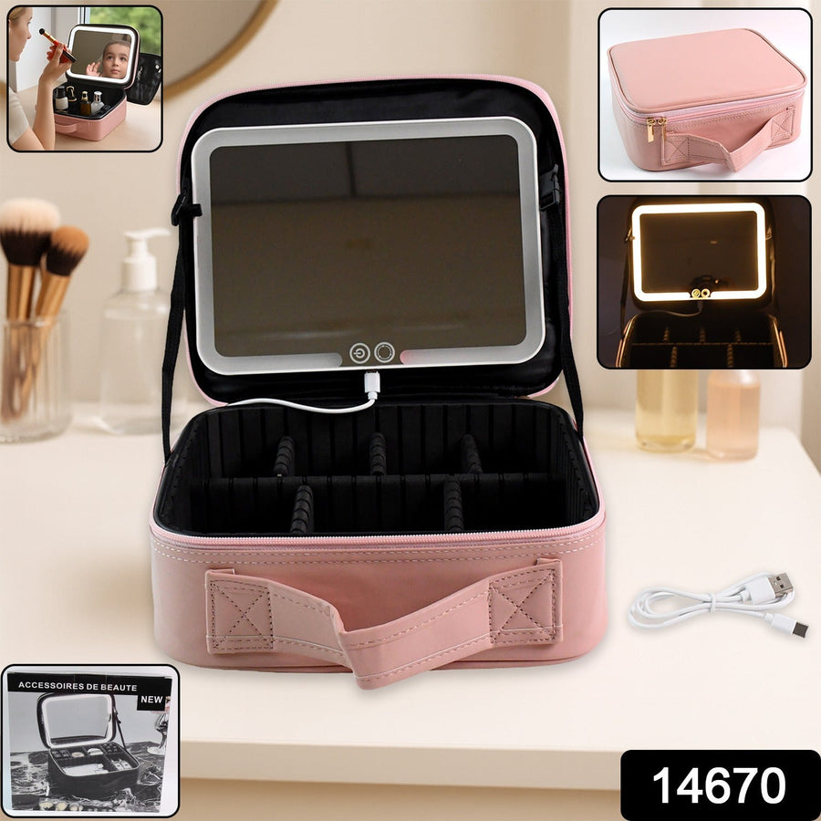 LED Light Makeup Organizer Box – USB Rechargeable & Portable