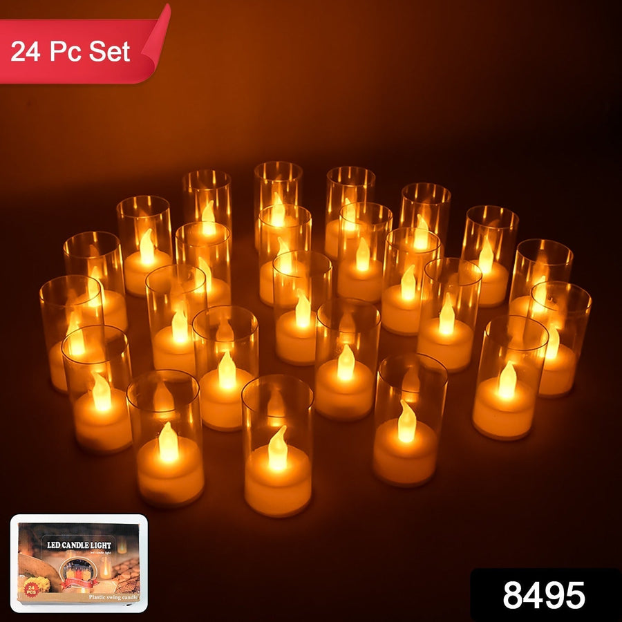 LED Flameless Candles – Set of 24 with Transparent Covers for Safe Home Ambience