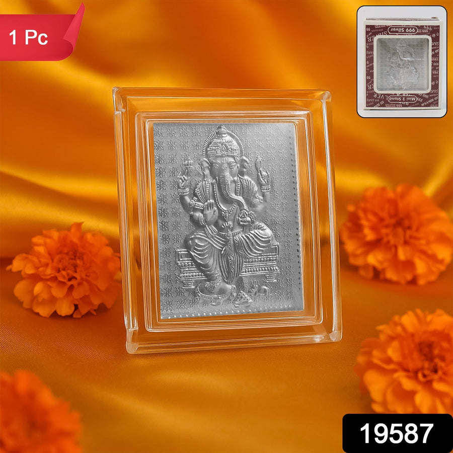 Lord Ganesha Silver-Plated Photo Frame – Elegant Spiritual Decor