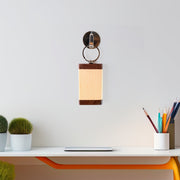 Stylish rectangular wooden key holder attached to a rust-resistant metal ring
