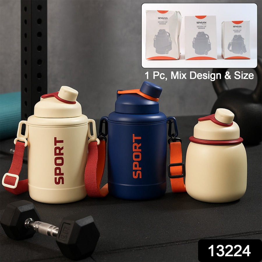 Sports Vacuum Bottle – Leak-Proof with Shoulder Strap
