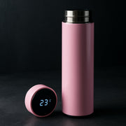 Pink smart vacuum insulated water bottle with LED temperature display