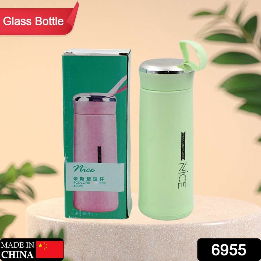 Glass Water Bottle 400ml Leak Proof – BPA-Free for Gym & Travel