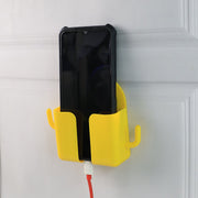 Close up of wall mount mobile holder showcasing the integrated hook